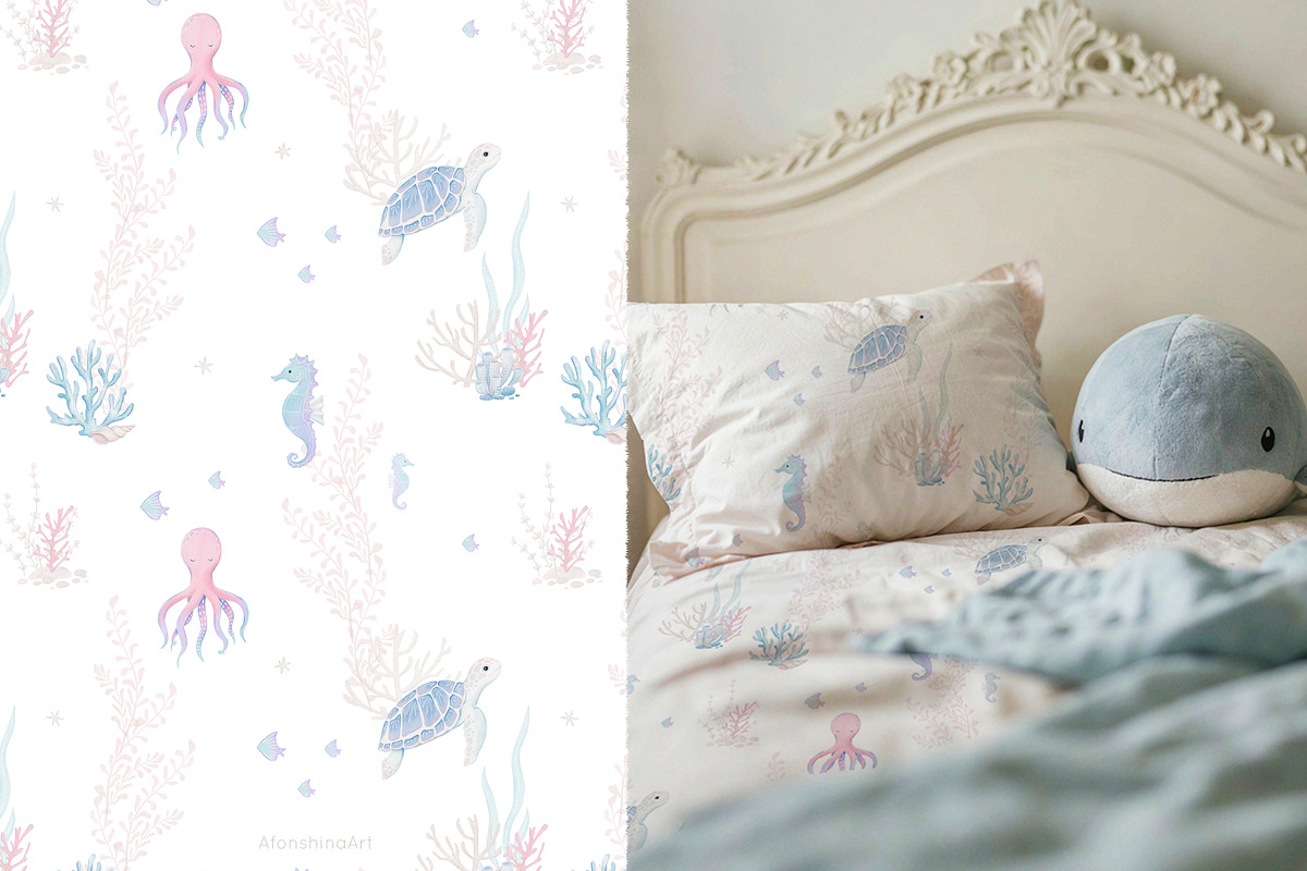 Charming ocean.Watercolor collection, an Animal Illustration by AfonshinaArt (Photo 4 of 11)