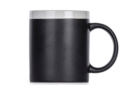 Blue rat in coffee mug on white background