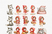 Little red riding hood watercolor, an Education Illustration by Invite to Clipart (Thumbnail 3 of 8)