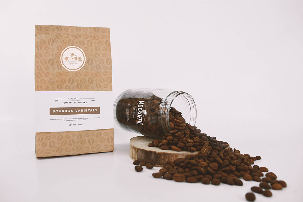 Coffee Bag and Glass Jar Mockup, a Product Mockup by eamejia (Photo 1 of 2)