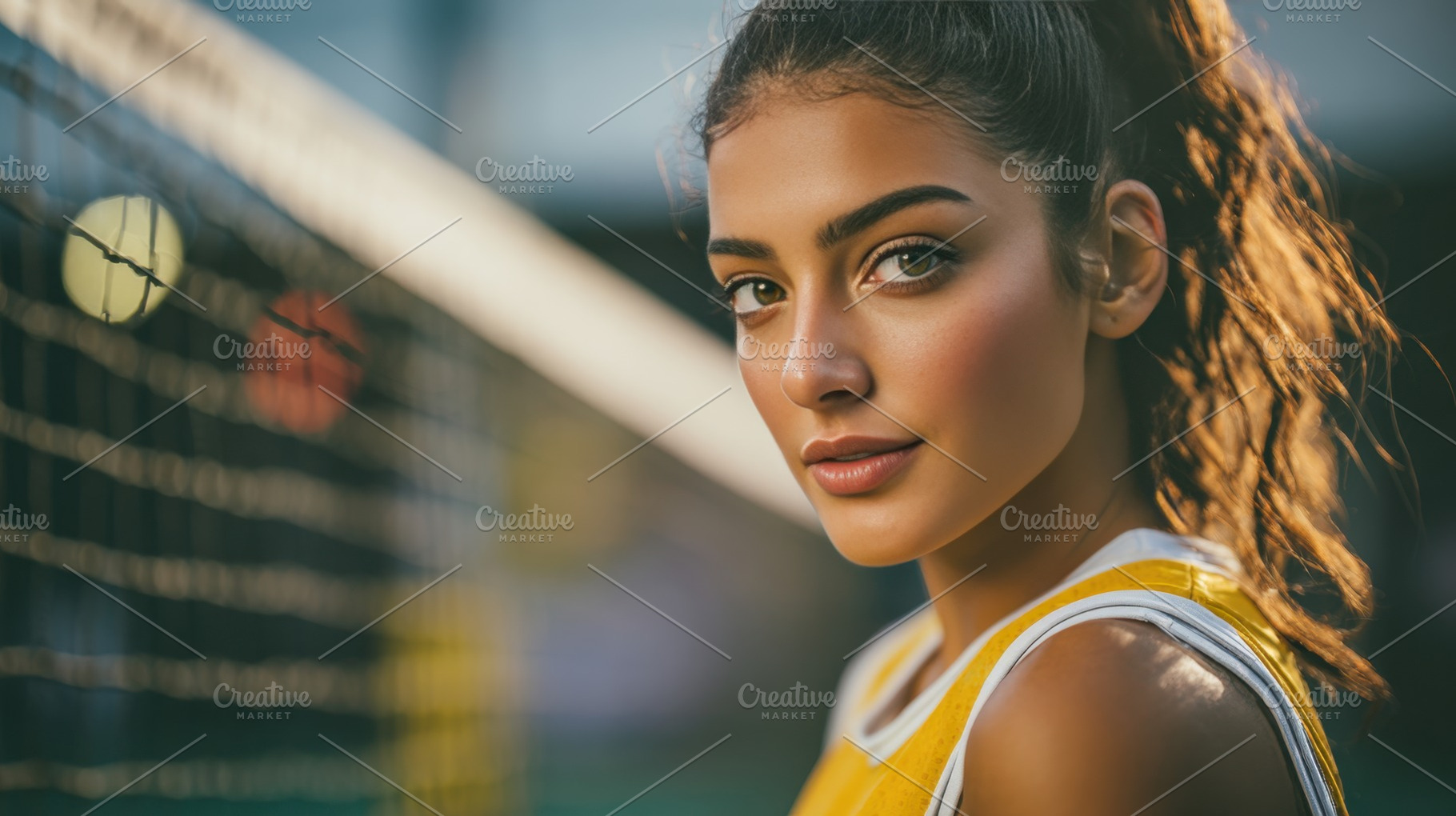 Girl by volleyball net, a Photo by Beautiful things