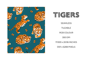 Tigers Seamless Pattern