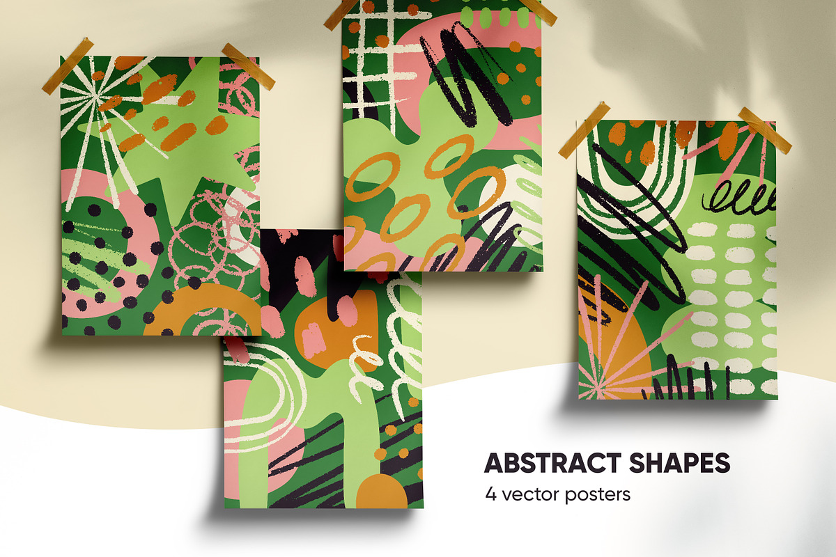 Abstract shapes posters, cards set, a Decorative Illustration by Good Studio (Photo 1 of 5)
