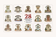 Christmas Door Clipart Bundle, a Seasonal Illustration by Bijou Bay (Thumbnail 2 of 4)