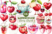 Clipart Cherry Cute Clipart PNG, an Illustration by CreationArt (Thumbnail 1 of 5)