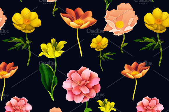 Tropical Flowers Seamless Pattern