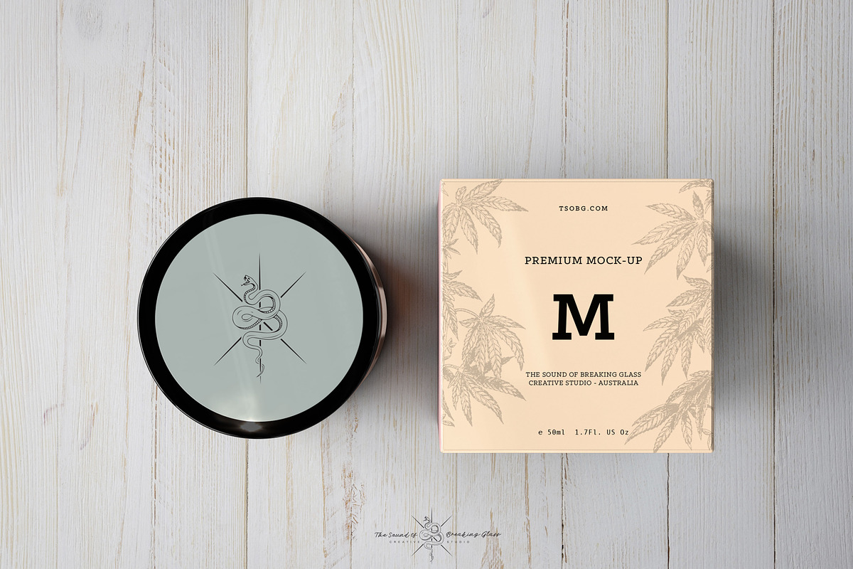 Amber Cosmetics Pot & Box Mock-Up, a Packaging Mockup by TSOBG (Photo 8 of 21)