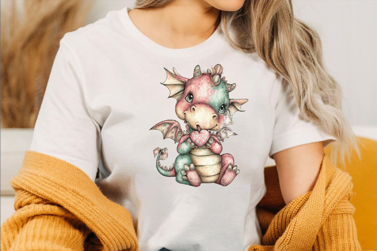 Whimsical Valentine Baby Dragon Clip, an Illustration by SVGArt (Photo 4 of 8)