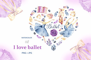 Watercolor Ballerinas Heart