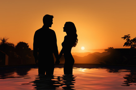 Silhouette of a loving couple standi, a Photo by Iftikhar Alam