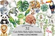 Cute Boho Baby Safari Animals, an Illustration by CitraGraphics (Thumbnail 1 of 5)