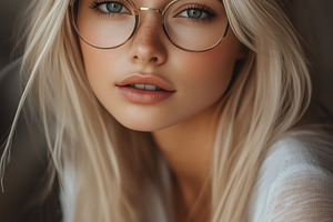 A close-up portrait of a young woman esthetic technologist with long blonde hai, a Person Photo by Textures & Backgrounds