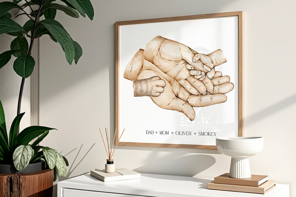 Parent and Newborn Hands Watercolor, a Person Illustration by EkaterinaViArt (Photo 2 of 4)