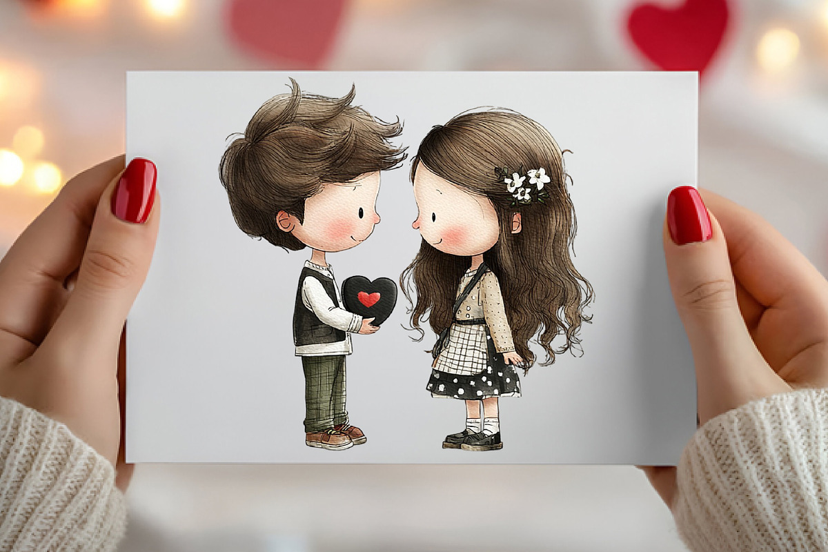 Valentine Cute Couple Clipart Bundle, an Illustration by Canvas Craft (Photo 6 of 6)