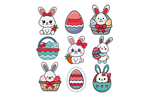 Cute easter bunnies and decorated