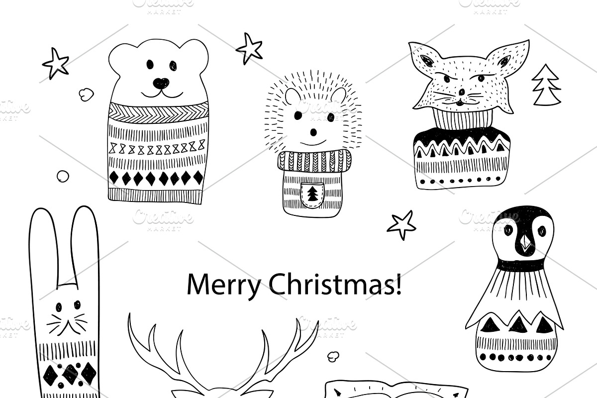 Christmas doodle set, an Animal Illustration by alexmakarova (Photo 4 of 11)