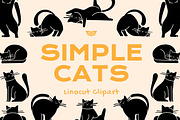 Simple Cats Linocut Clipart, an Illustration by ClayStudio (Thumbnail 1 of 7)