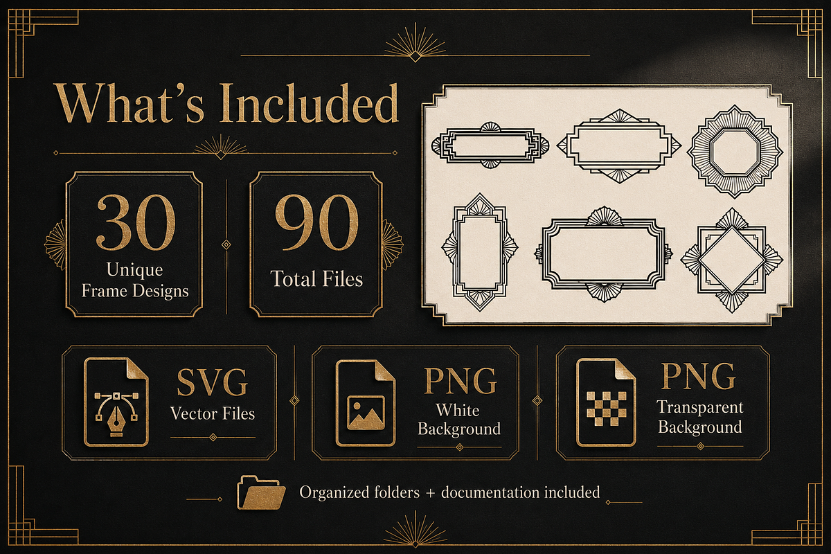Art Deco Vector Frames Set, an Object Graphic by AvalgaCollectiblesan (Photo 3 of 5)