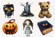 Watercolor Halloween Horror Clipart, an Illustration by Dream Creation (Thumbnail 4 of 6)