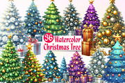 Watercolor Christmas Tree Clipart Bu, an Illustration by CreationArt (Thumbnail 1 of 6)