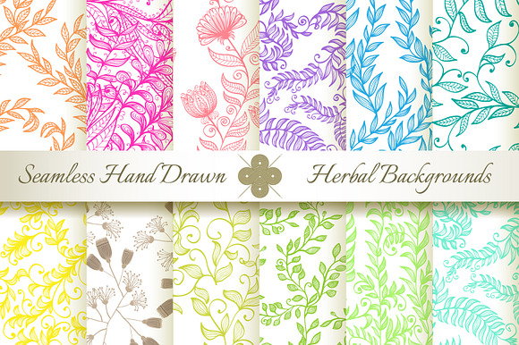 12 Hand Drawn Floral Patterns