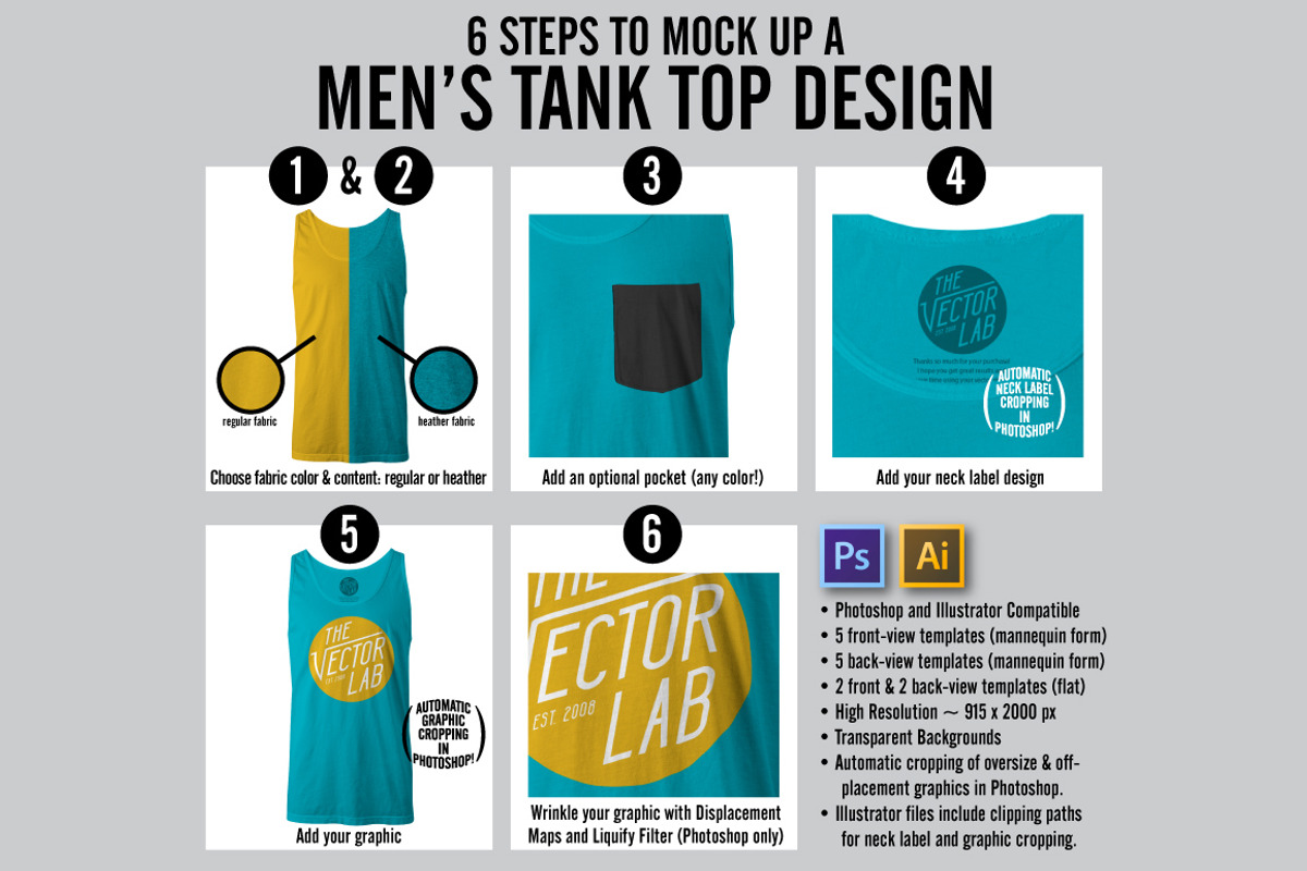 Tank Top Mockup Templates - PSD & AI, a Shirt Mockup by TheVectorLab (Photo 2 of 3)