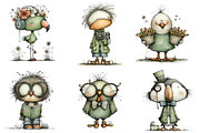 Quirky Funny Birds Clipart, an Illustration by DreamArtGraphic (Thumbnail 5 of 5)