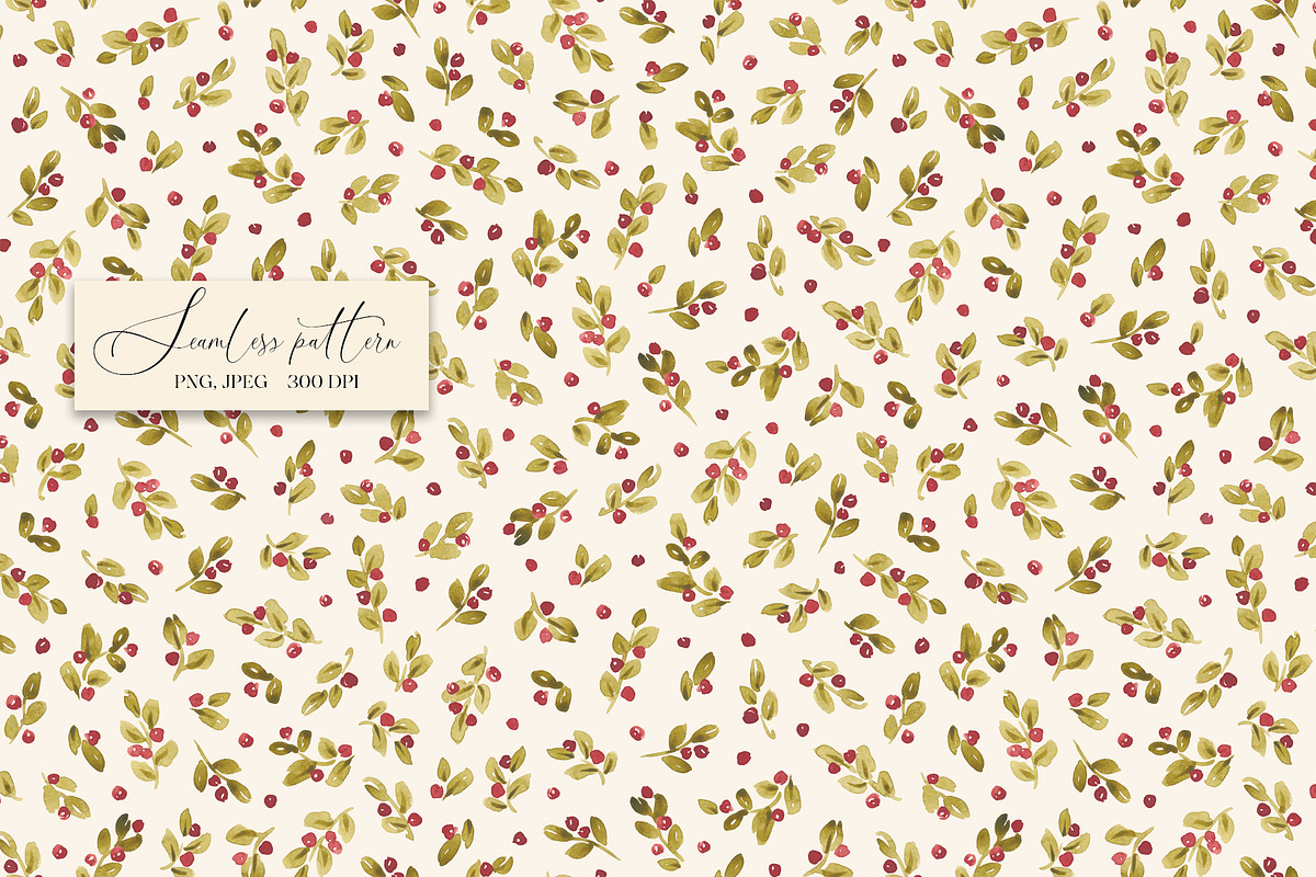 Christmas mistletoe pattern, a Pattern Graphic by SirenaArt (Photo 3 of 12)