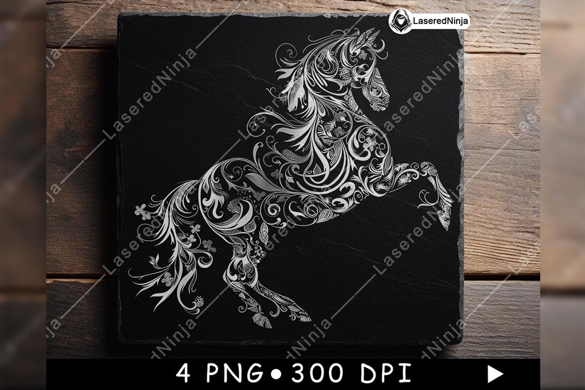 Horse Swirling Floral Pattern Equine, a Background Graphic by LaseredNinja (Photo 5 of 7)