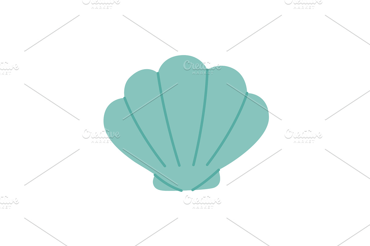 Flat cartoon seashell, vector, an Animal Illustration by GraphiShop