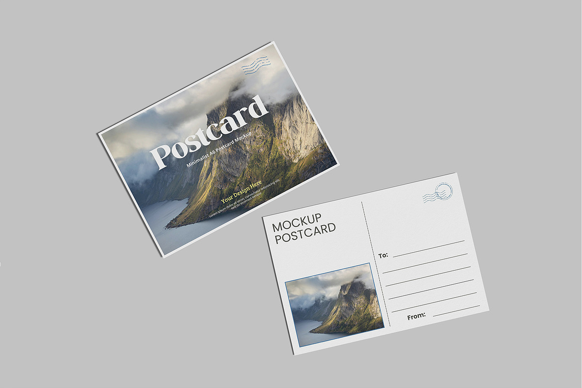 Minimalist A6 Postcard Mockup, a Card Template by lamorastudio (Photo 2 of 11)