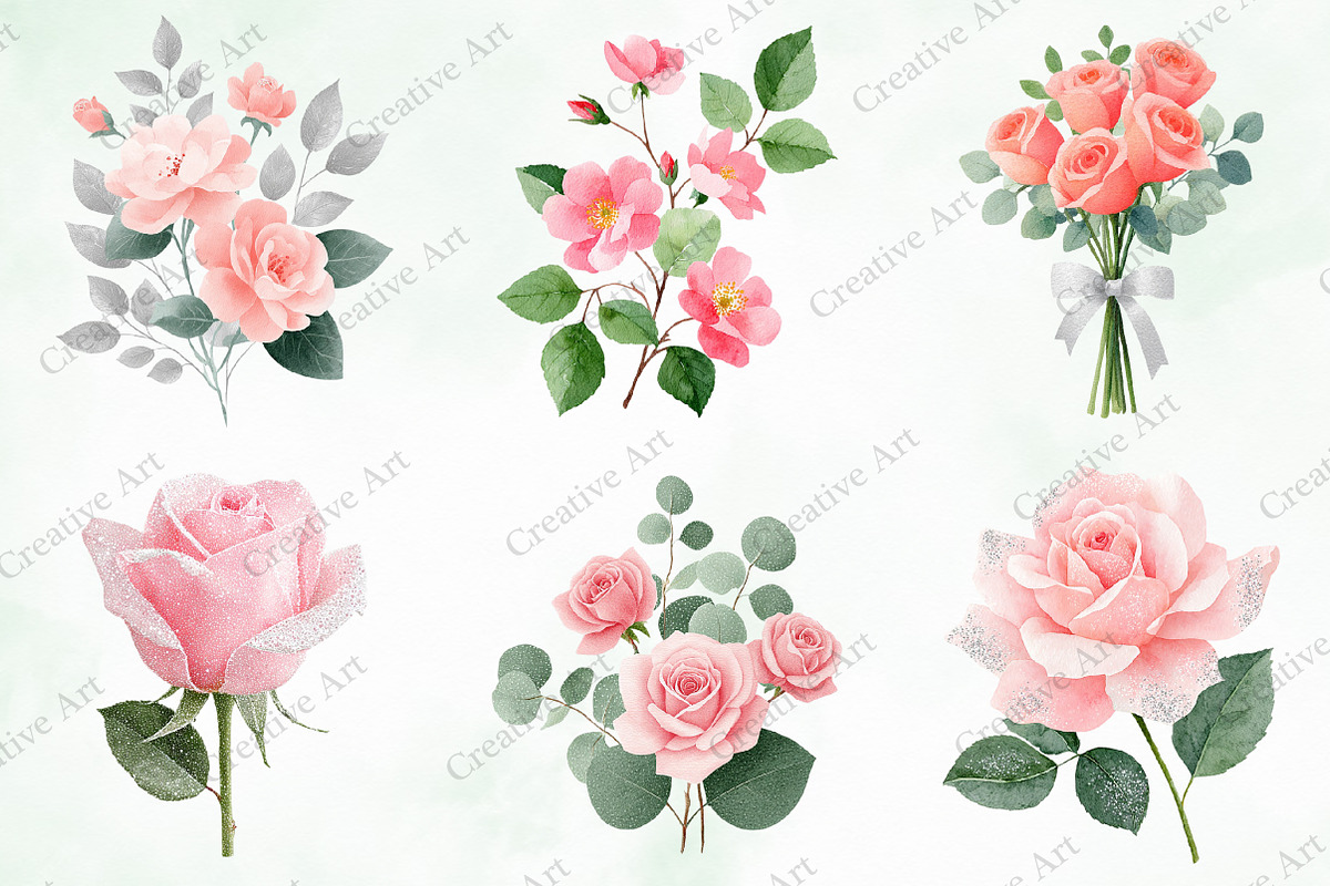 Blush And Silver Glam Roses, an Illustration by Creative Art (Photo 3 of 10)