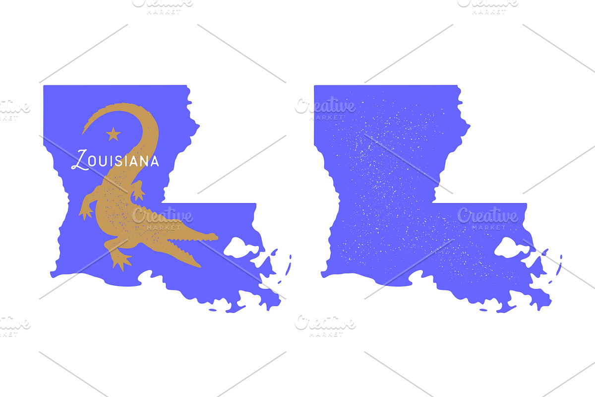 Louisiana state map USA alligator, an Illustration by Foxys Graphic
