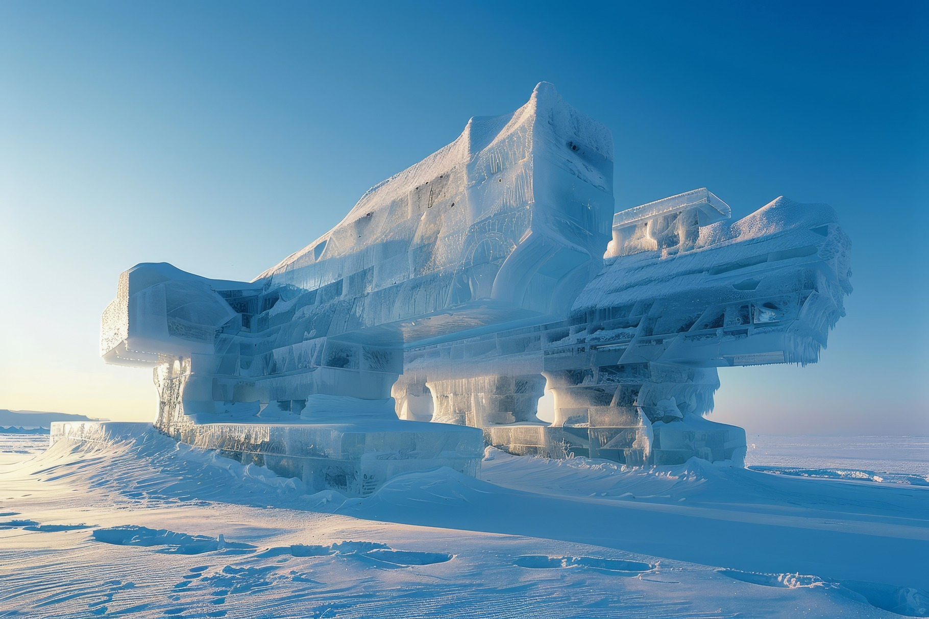 A remarkable formation of ice stands, a Photo by Tanuart