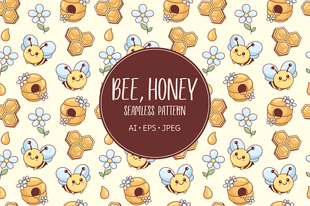Bee, honey pattern