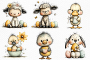Whimsical Easter Farm Animal Clipart, an Illustration by Craft Nest (Thumbnail 2 of 11)