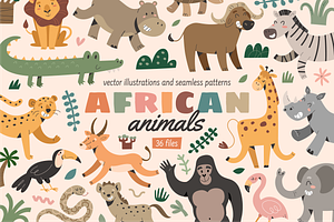 African animals cartoon illustration