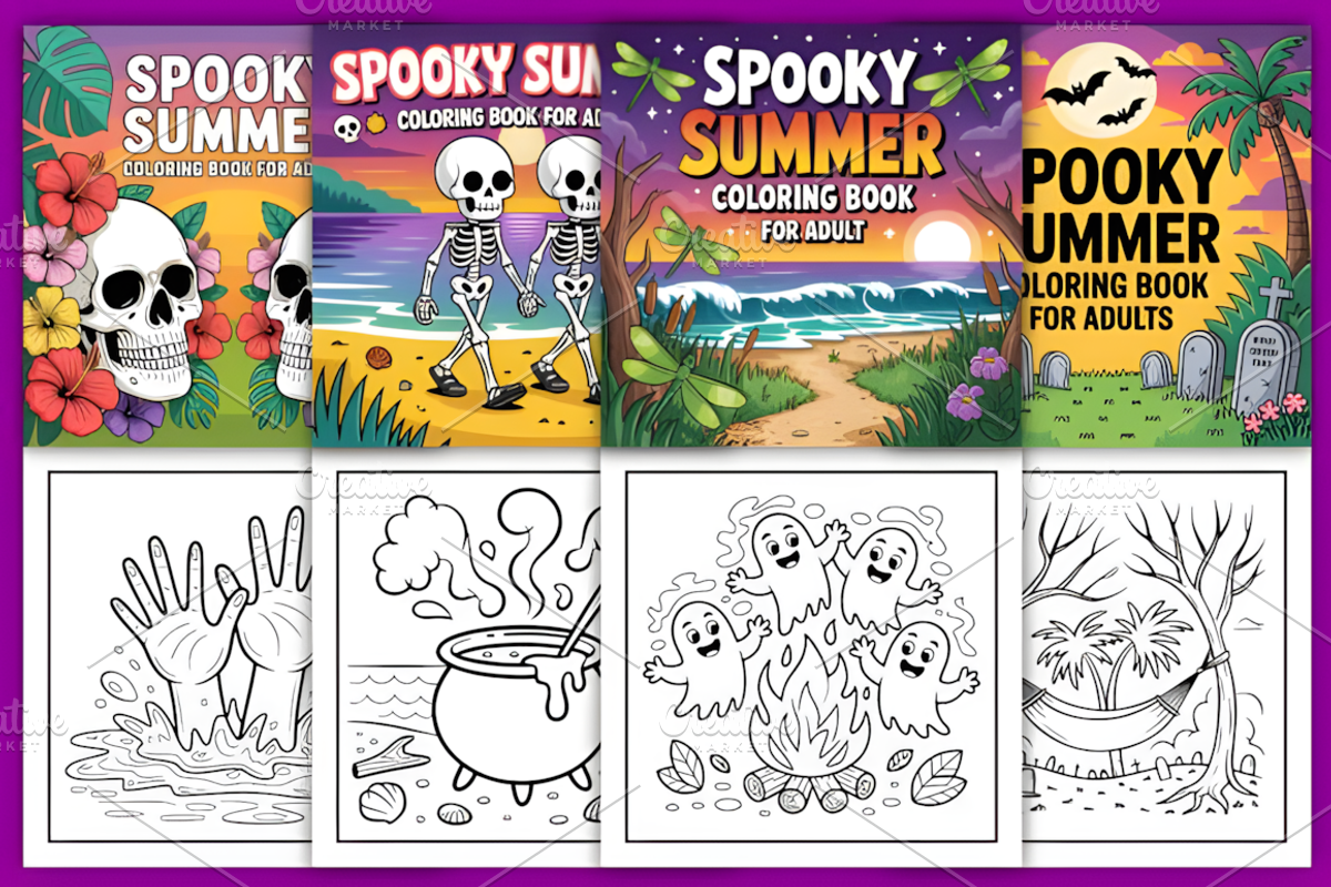 Spooky Summer Coloring Page, a Seasonal Illustration by Coco Bloom (Photo 2 of 4)