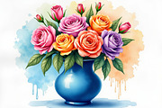 Charming watercolor flower vase, an Illustration by Amazin_art (Thumbnail 4 of 7)