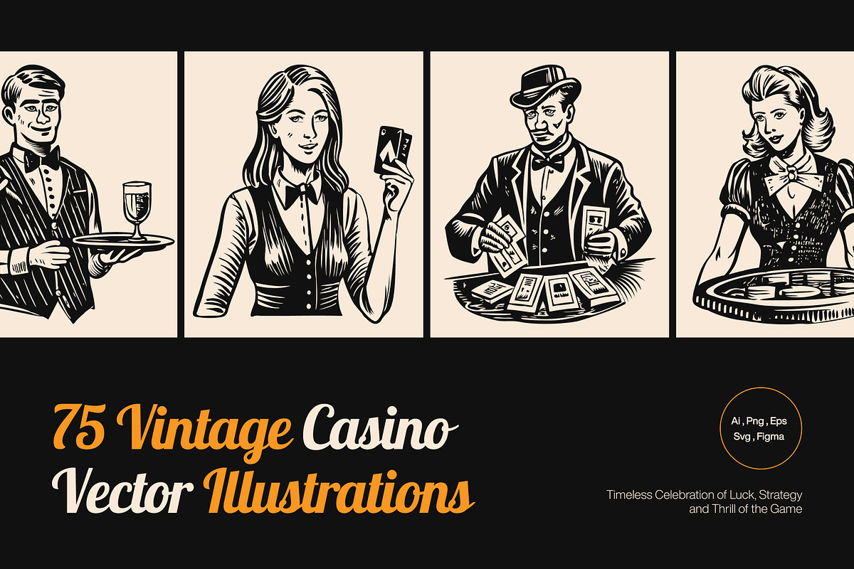 Vintage Casino Vector Illustration, a Person Illustration by Creative Stall (Photo 1 of 9)