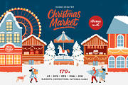 Christmas Market Scene Creator, a Seasonal Illustration by VerAna (Thumbnail 1 of 20)