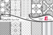Graphite Floral Digital Paper Pack, a Pattern Graphic by InkBite Designs (Thumbnail 1 of 3)