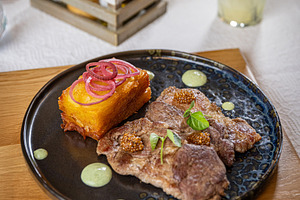 Grilled pork with potato gratin, a Food & Drink Photo by Grafvision photography