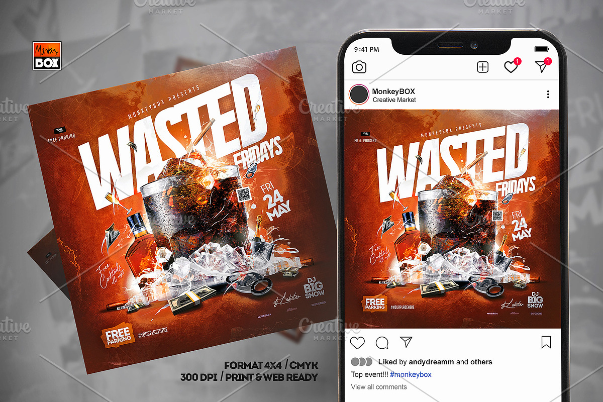 Wasted Fridays Flyer, a Flyer Template by MonkeyBOX (Photo 2 of 3)