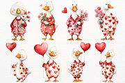 Watercolor Valentine Goose Clipart, an Animal Illustration by SugarCloudStudioArt (Thumbnail 5 of 7)