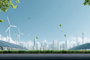 Green city sustainable energy wind t, a Photo by Pixeness Studio