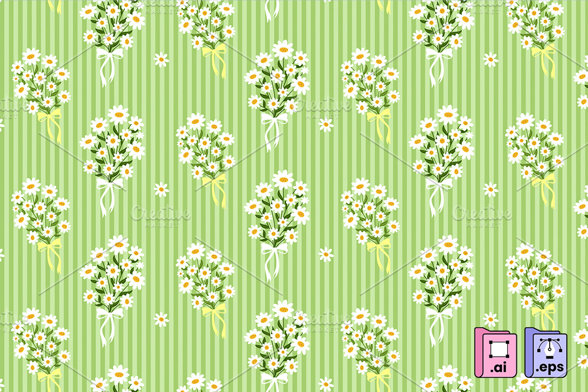 Charming Daisy Stripe Pattern, a Pattern Graphic by MISS CHATZ (Photo 1 of 3)
