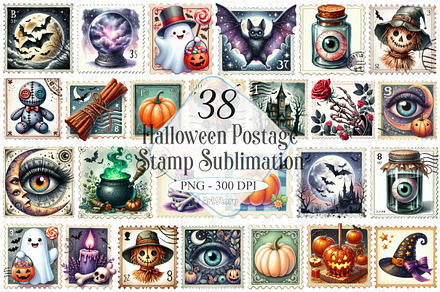 Halloween Postage Stamp Sublimation, a Graphic by designcity5