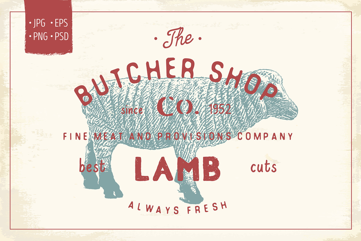 Butcher Shop Lamb Logo Template, an Animal Illustration by Lemon Workshop (Photo 1 of 3)