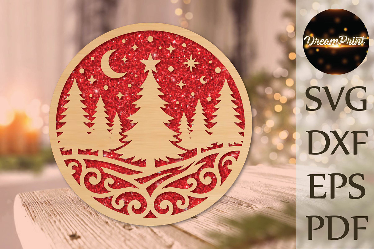 Christmas Tree Forest Laser Cut SVG, an Object Graphic by DreamPrint404 (Photo 1 of 4)